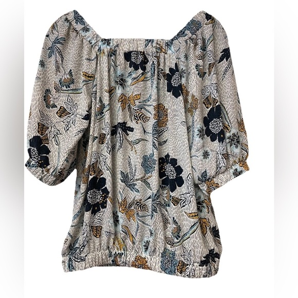 NWOT Evereve Adina Square Neck Floral Print top Size S blue and white print - Picture 4 of 8